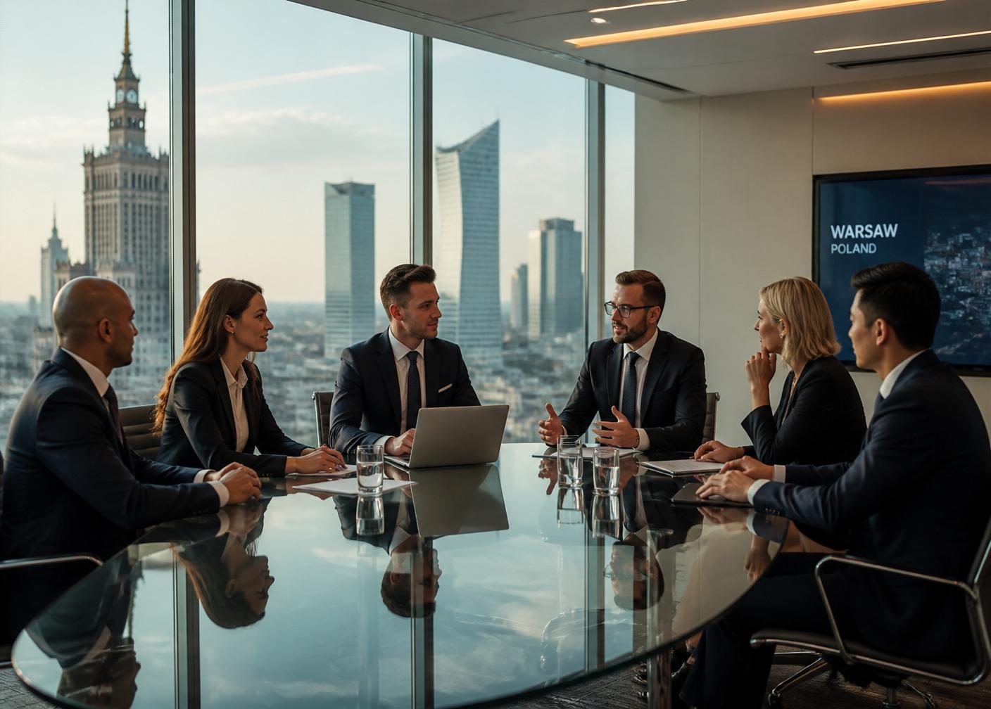 International business meeting in a Warsaw boardroom