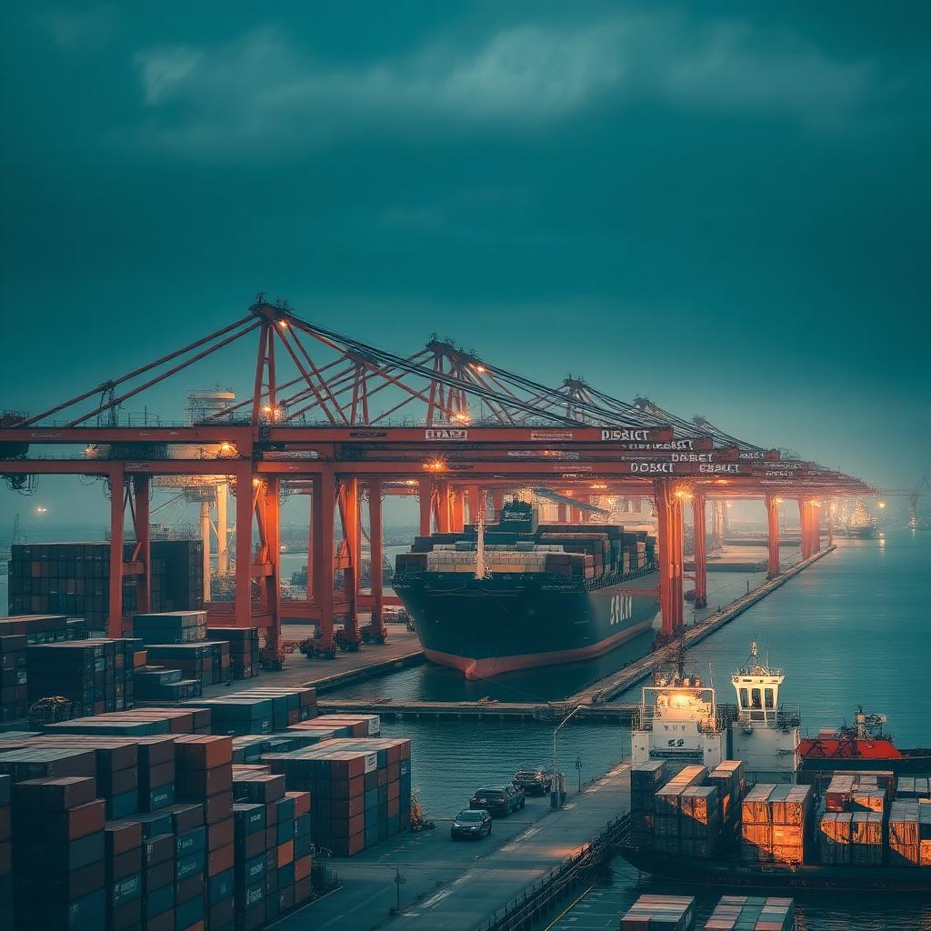 Port of Gdańsk cargo cranes and containers for import and export operations